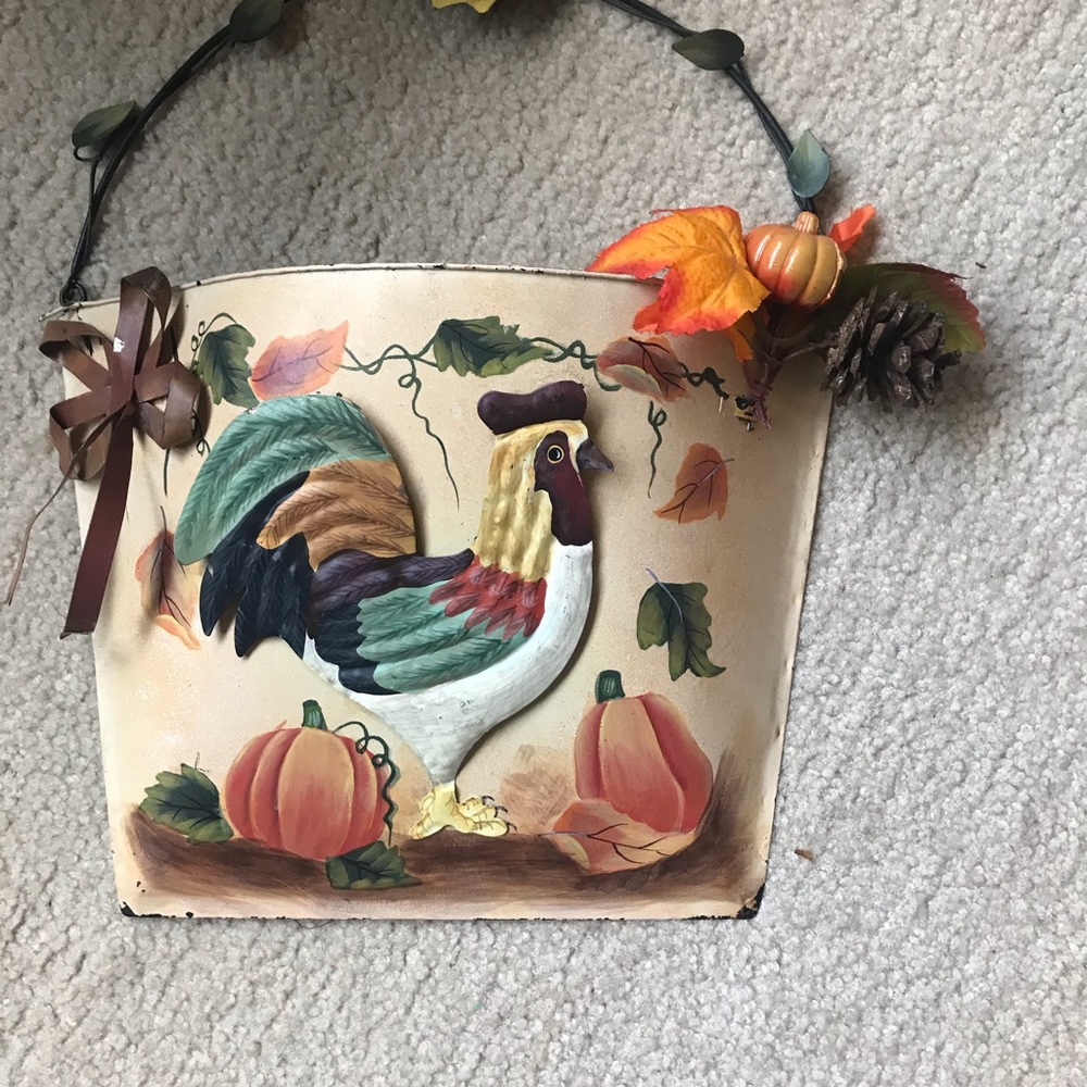 Fall Hanging Decor pumpkins and chicken